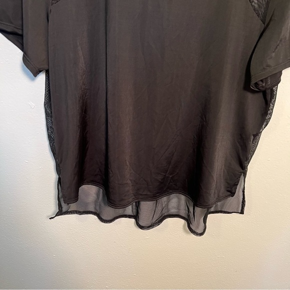 Short Sleeve Blouse Black Mesh Yoke Back - Picture 8 of 8